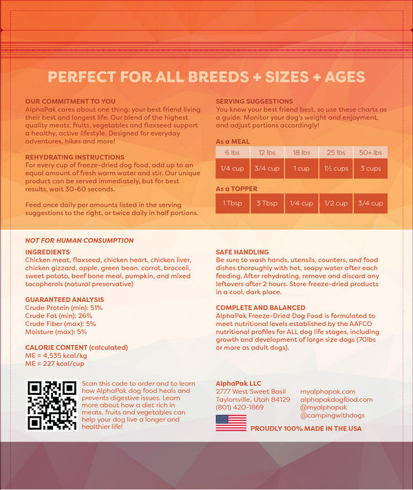 Freeze Dried Dog Food - Chicken Recipe