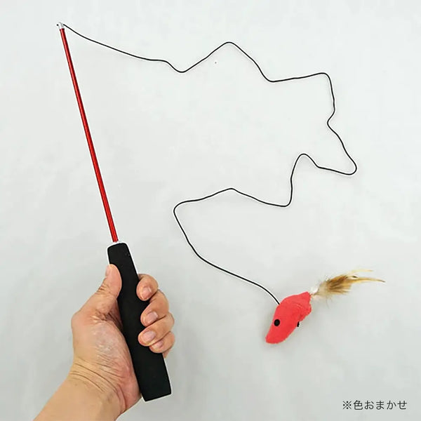 Flying Cat Rod Toy with Rattling Mouse