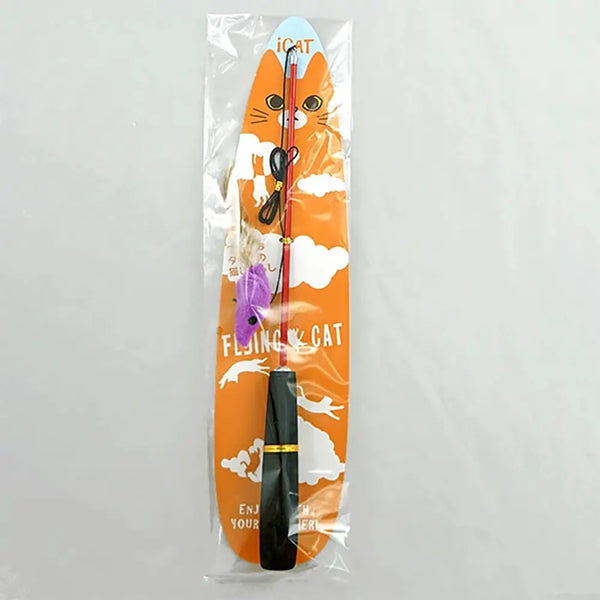 Flying Cat Rod Toy with Rattling Mouse