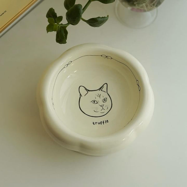 Custom Cream Pet Bowl