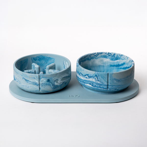 Slow Feeder Bowl Bluebird Marble (Medium)