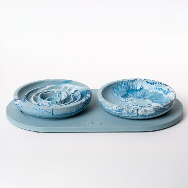 Flat Slow Feeder Bowl Bluebird Marble