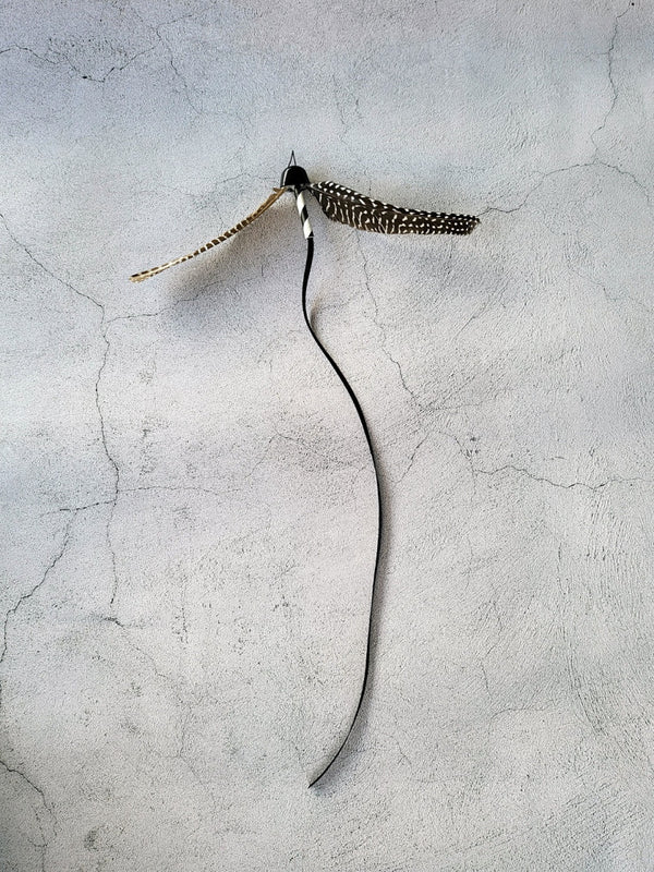 Black Guinea Fowl Feather Cat Teaser Wand Refill Toy