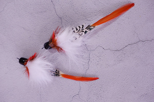Red Cardinal Feather Cat Teaser Wand Refill Toy