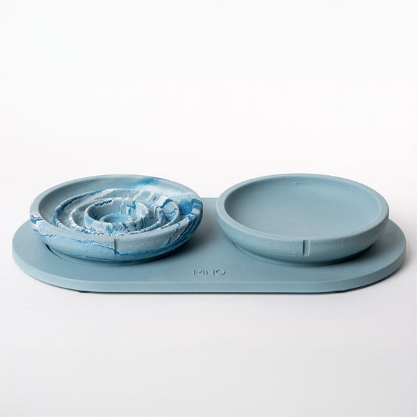 Flat Slow Feeder Bowl Bluebird Marble