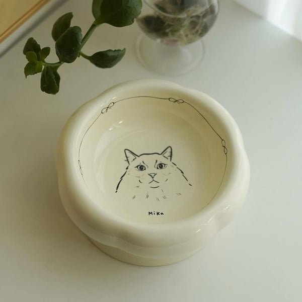 Custom Cream Pet Bowl