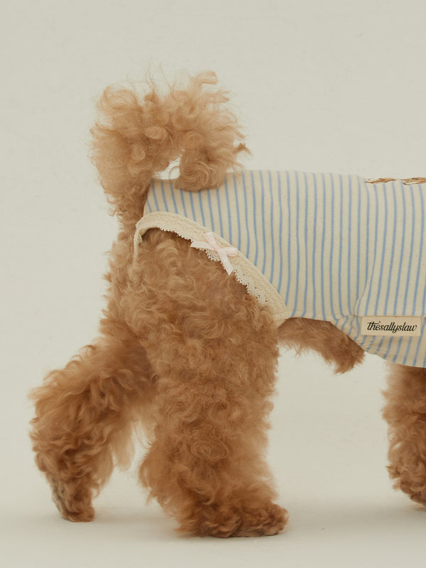 Bunny Romper (Blue Milk Stripe)