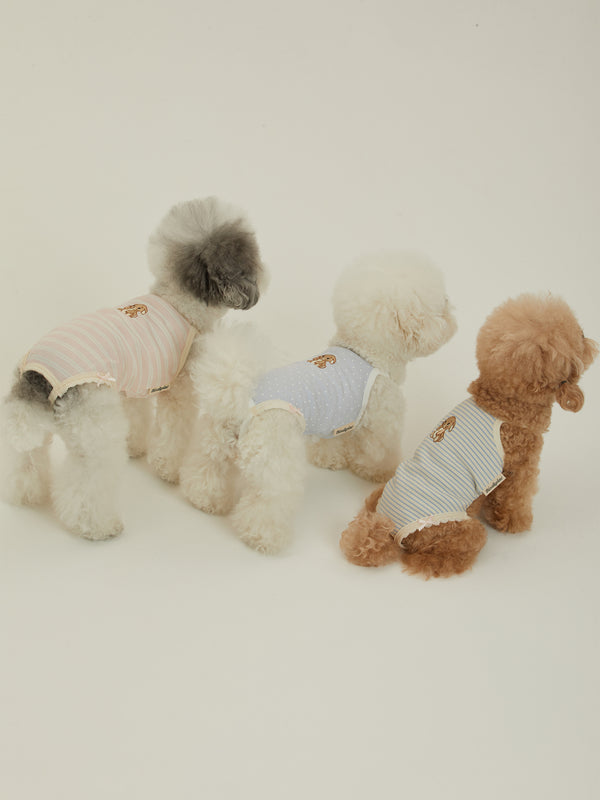Bunny Romper (Blue Milk Stripe)