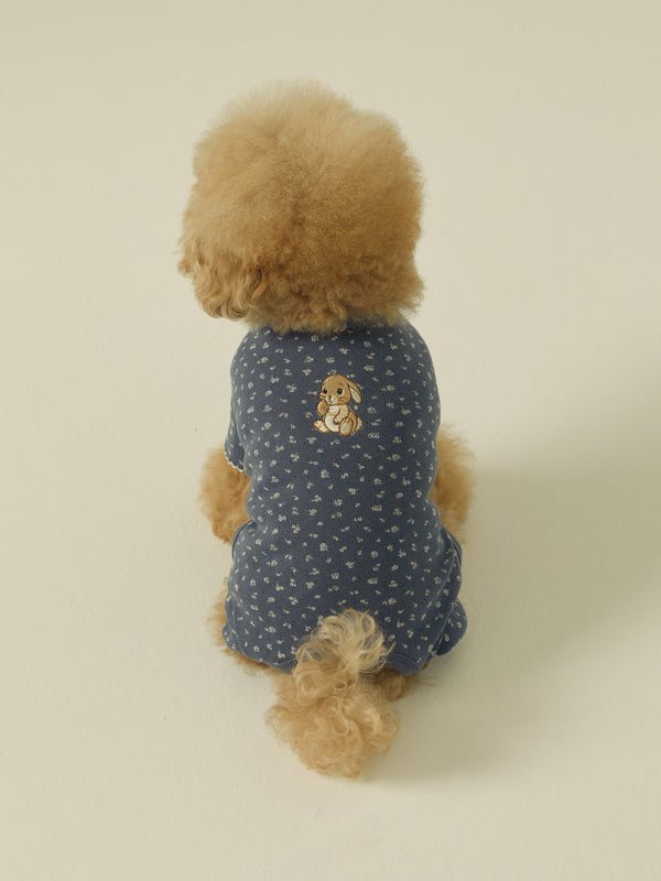 Floral Bunny Onesie (Navy)