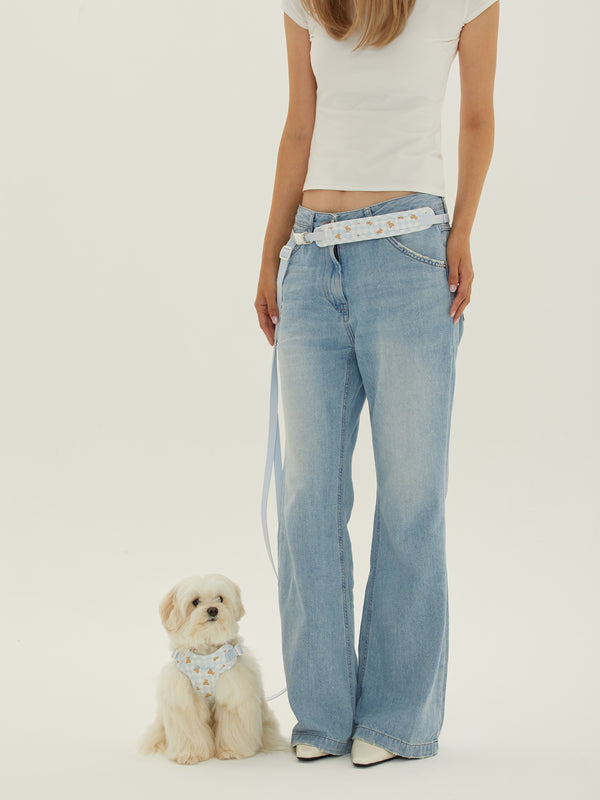 Bailey Cushioning Two-Way Leash (Powder Blue Check)