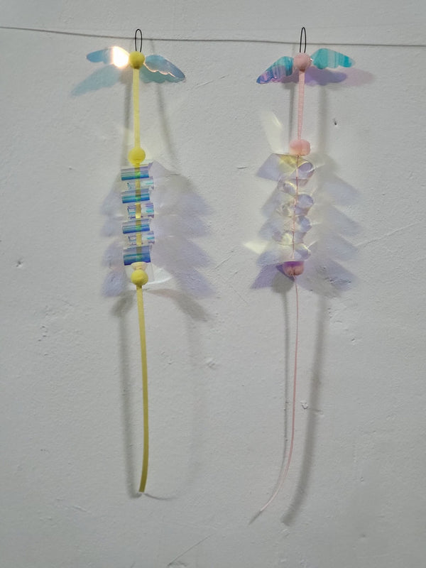 Curly Transparent Angel Cat Teaser Wand Refill Toy