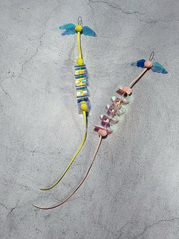 Curly Transparent Angel Cat Teaser Wand Refill Toy