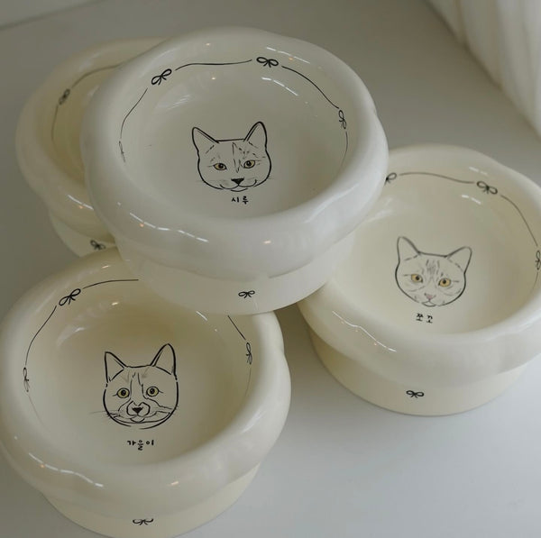 Custom Cream Pet Bowl