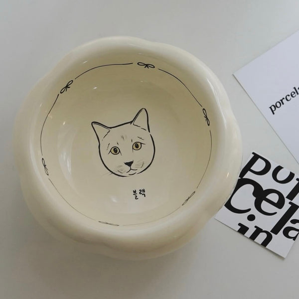 Custom Cream Pet Bowl