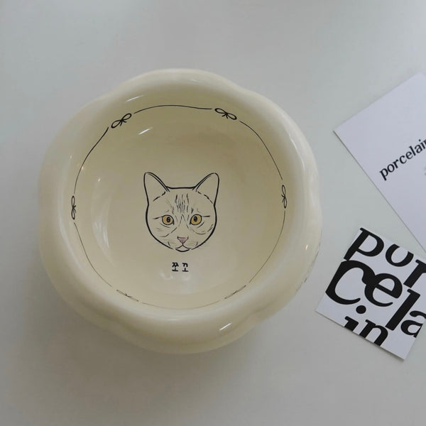 Custom Cream Pet Bowl