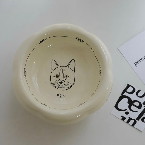 Custom Cream Pet Bowl