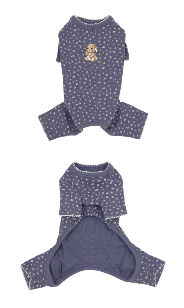 Floral Bunny Onesie (Navy)