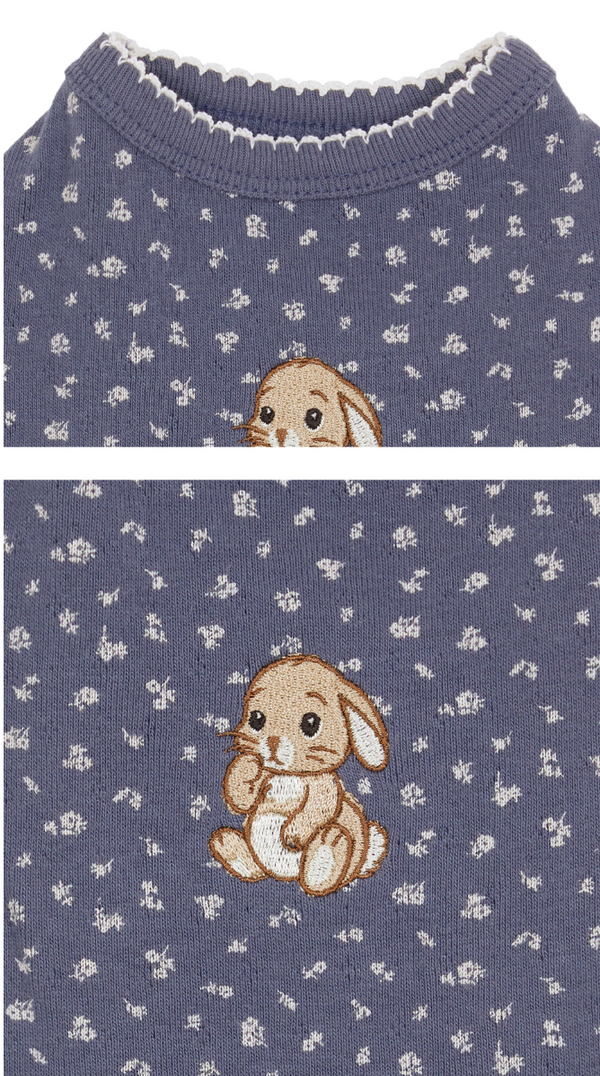 Floral Bunny Onesie (Navy)