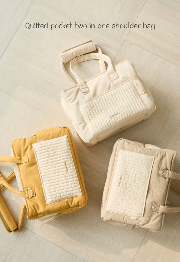 Quilted Pocket Two In One Shoulder Bag (Mustard)