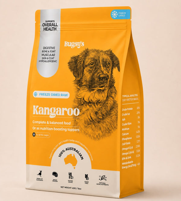 Bugsy Kangaroo freeze-dried dog food 425g bag