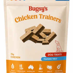 Bugsy's Freeze-Dried Chicken Trainers 70g front packaging