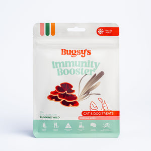 Bugsy's Running Wild Emu & Reishi Freeze-Dried Treats 70g front packaging
