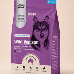 Bugsy's Freeze-Dried Venison Dog Food 425g bag