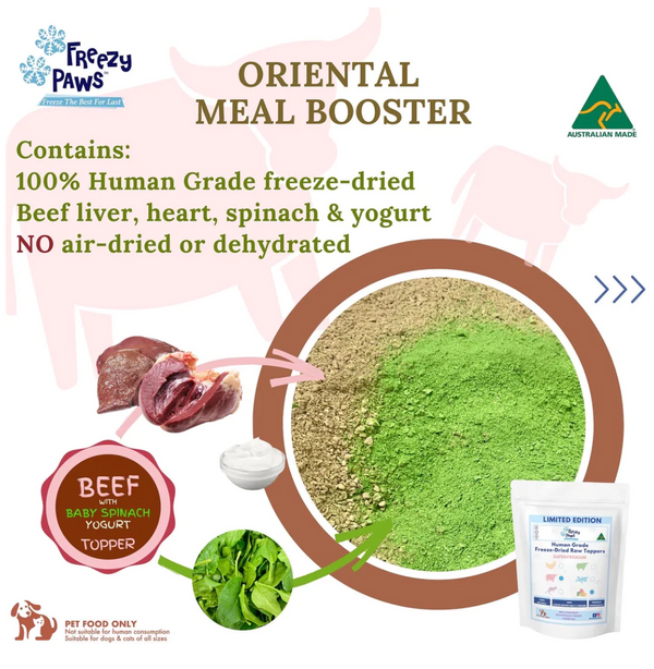 Freeze-Dried Beef Heart/Liver with Spinach and Yogurt Mix