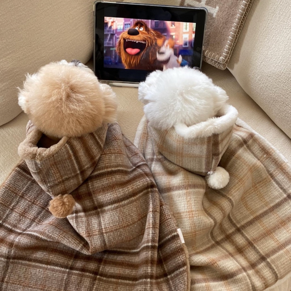 Wool Check Blanket Cape